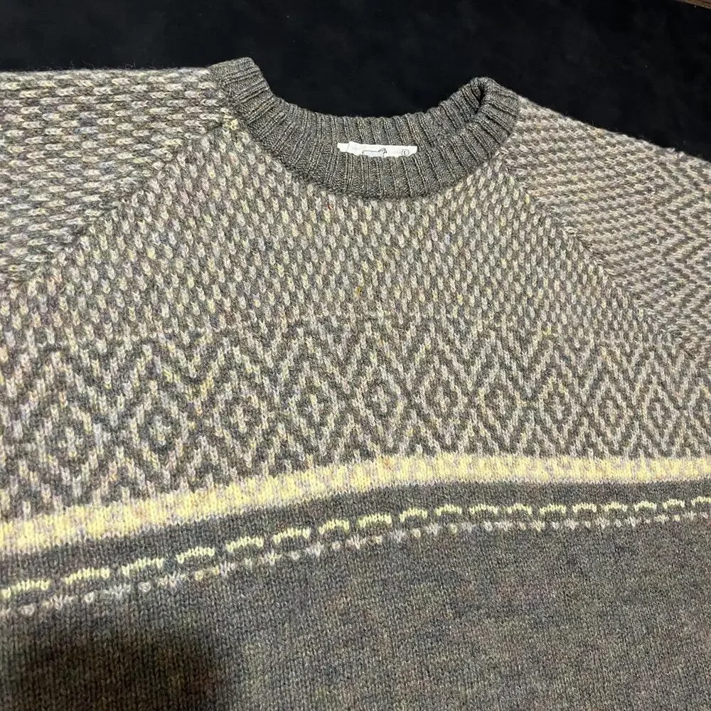 Vintage Lord Jeff 1960s Sweater Men Birdseye Fair Isle Shetland Wool Ireland